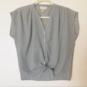 Loft Cropped Tie Style Button Blouse